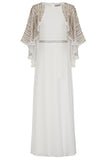 Jacqueline Embellished Cape Sleeve Maxi Dress - White