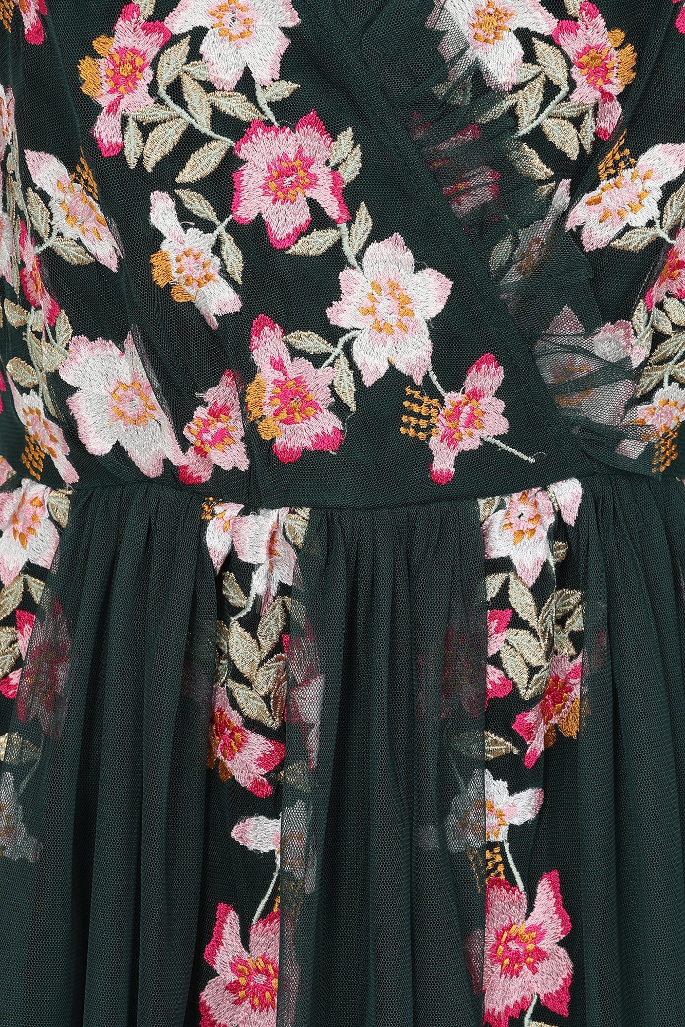 Jelena Green Floral Embroidered Midi Dress