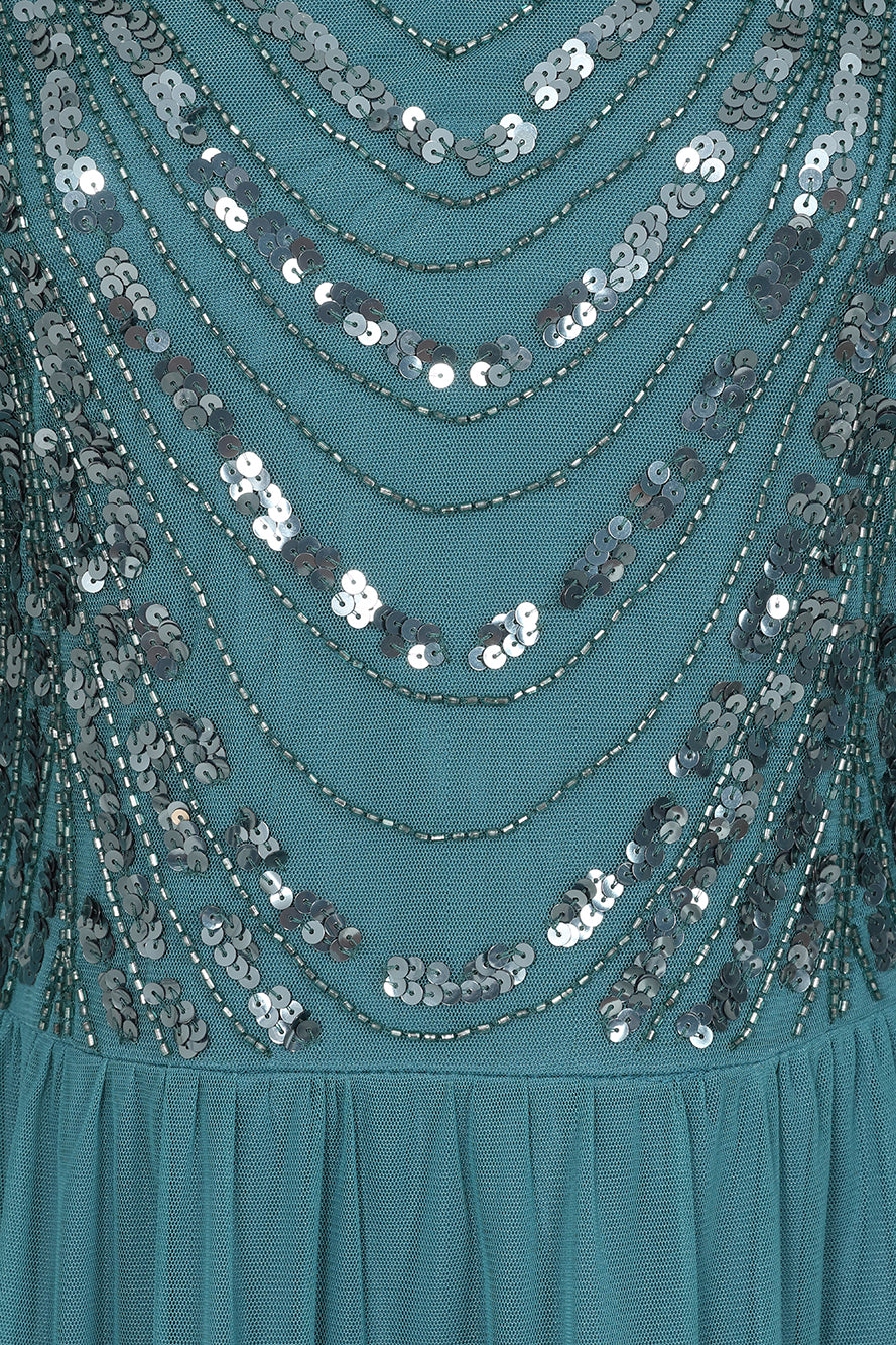 Joanna Storm Teal Embellished Midi Dress