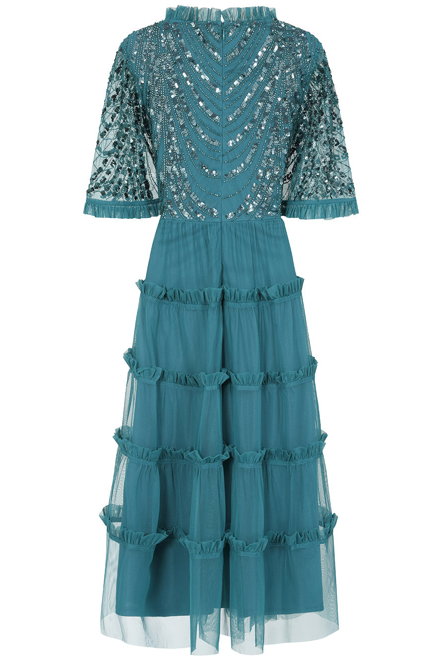 Joanna Storm Teal Embellished Midi Dress