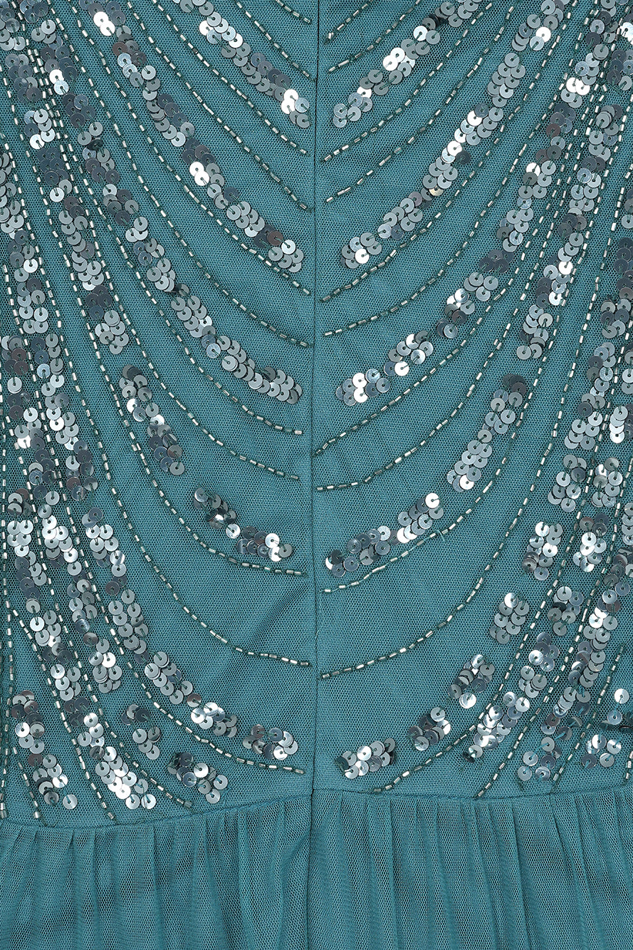 Joanna Storm Teal Embellished Midi Dress