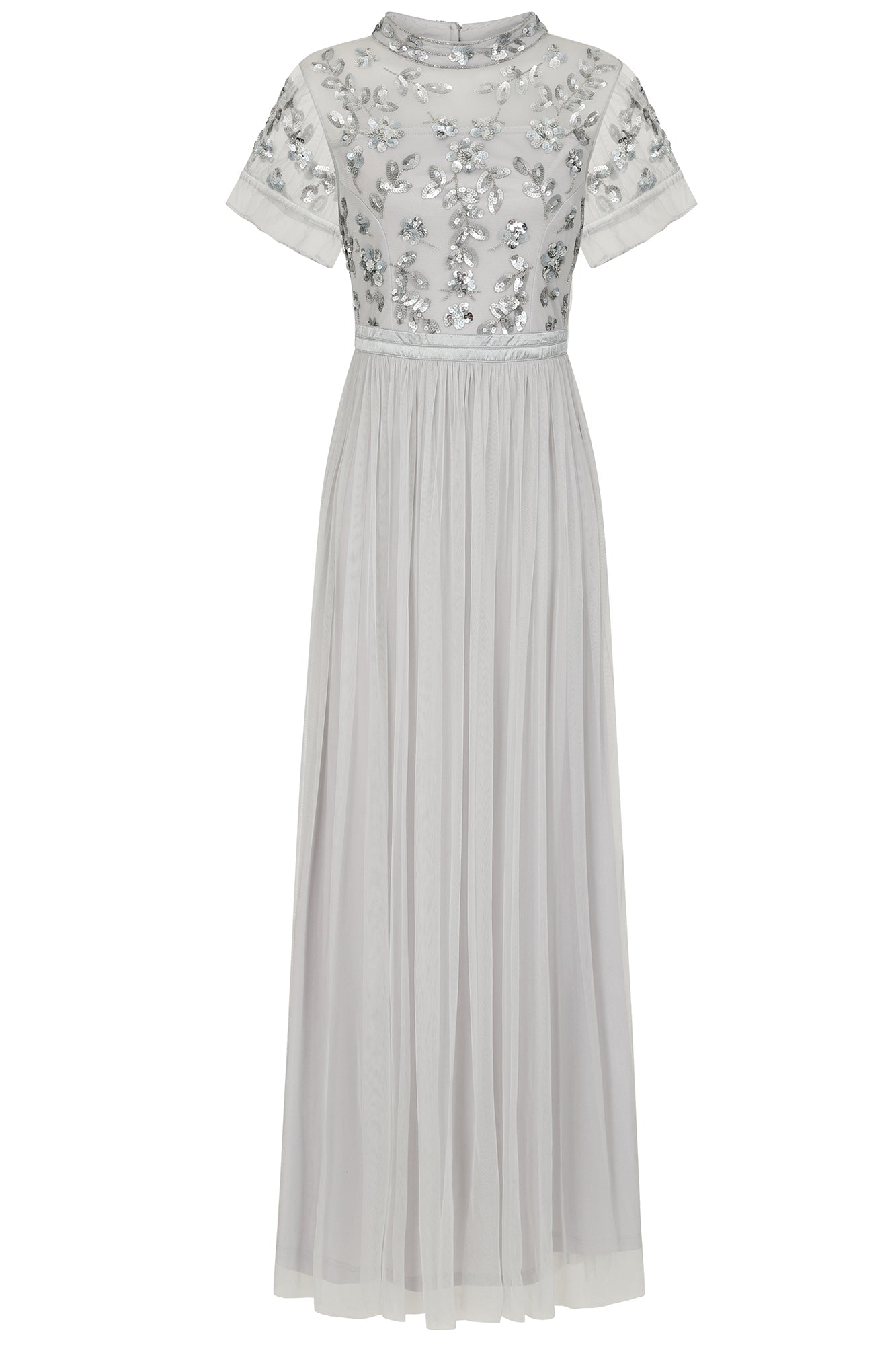 Joanne Vapor Grey Embellished Maxi Dress