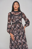 Jora Black Floral Print Maxi Dress