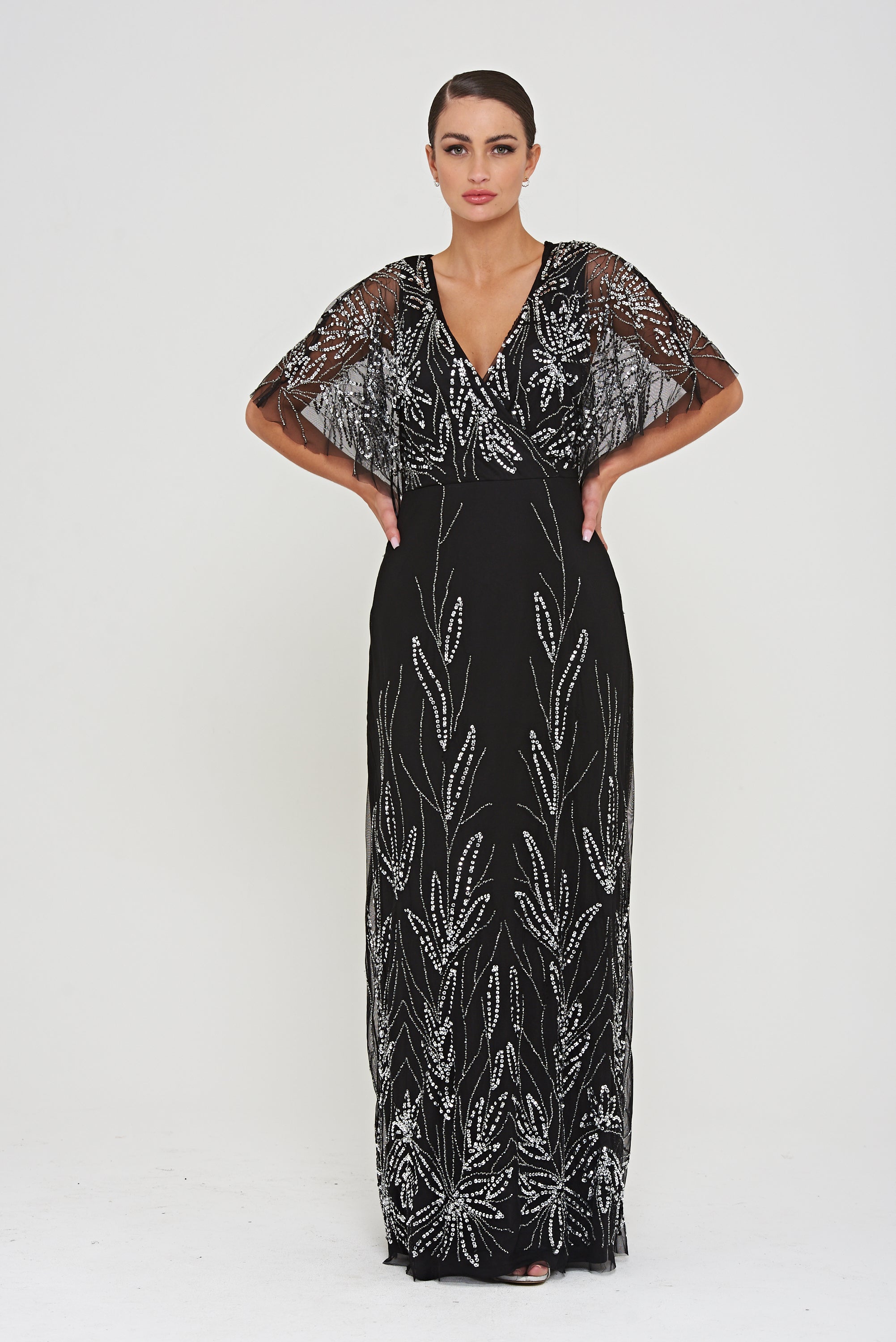 Josephine Black Embellished Maxi Dress