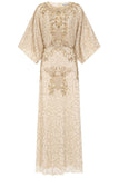 Judith Embellished Maxi Dress with Batwing Sleeves - Cream