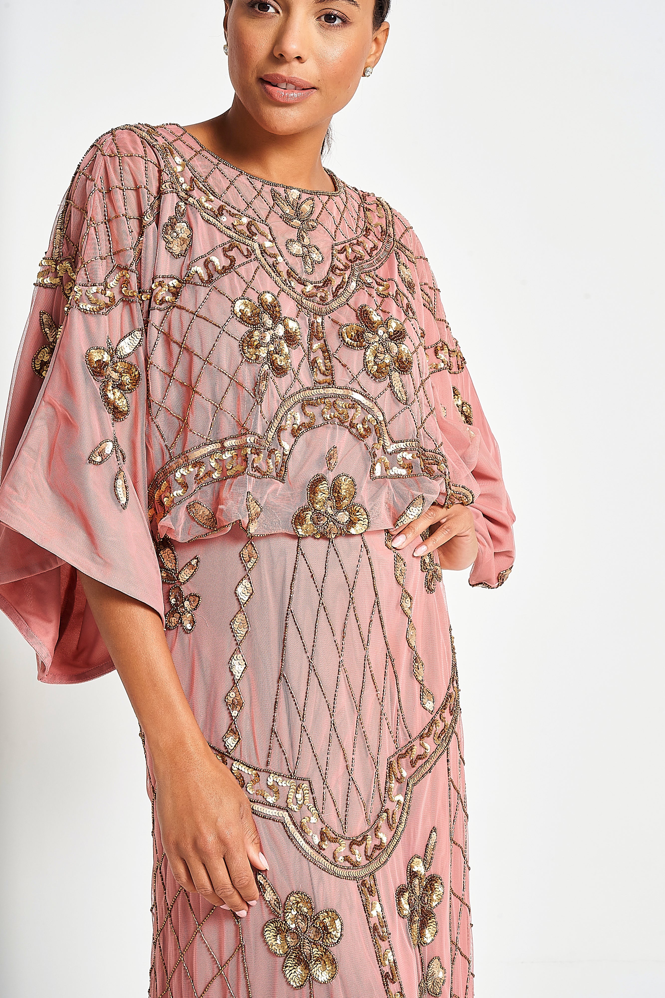 Kassia Blush Embellished Maxi Dress