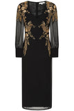 Kiah Black Embellished Midi Dress