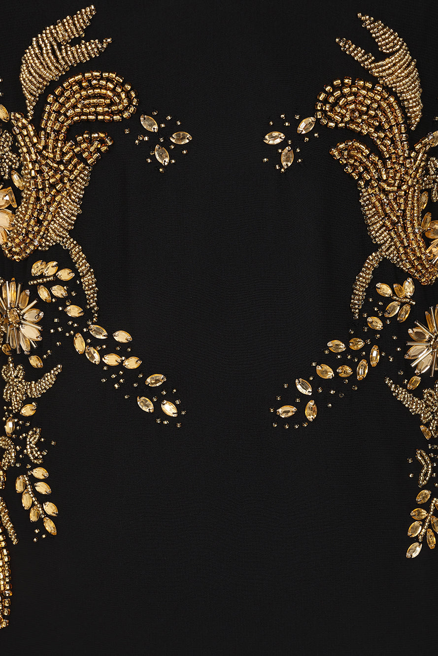 Kiah Black Embellished Midi Dress