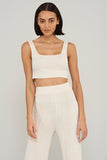 Square neck crop top in cream