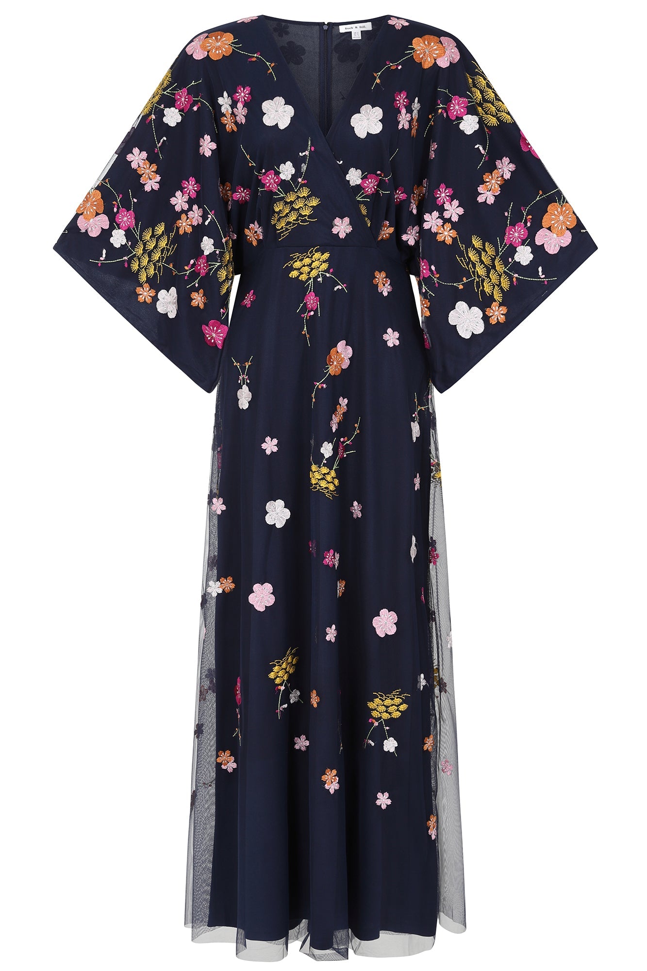 Lana Floral Embroidered Maxi Dress - Navy