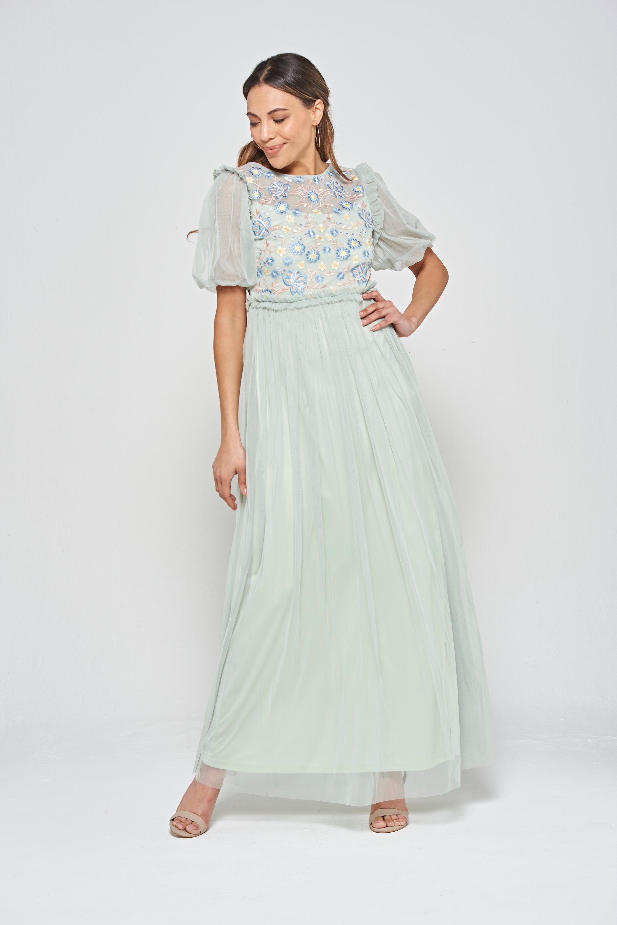 Laraline Green Floral Maxi Dress