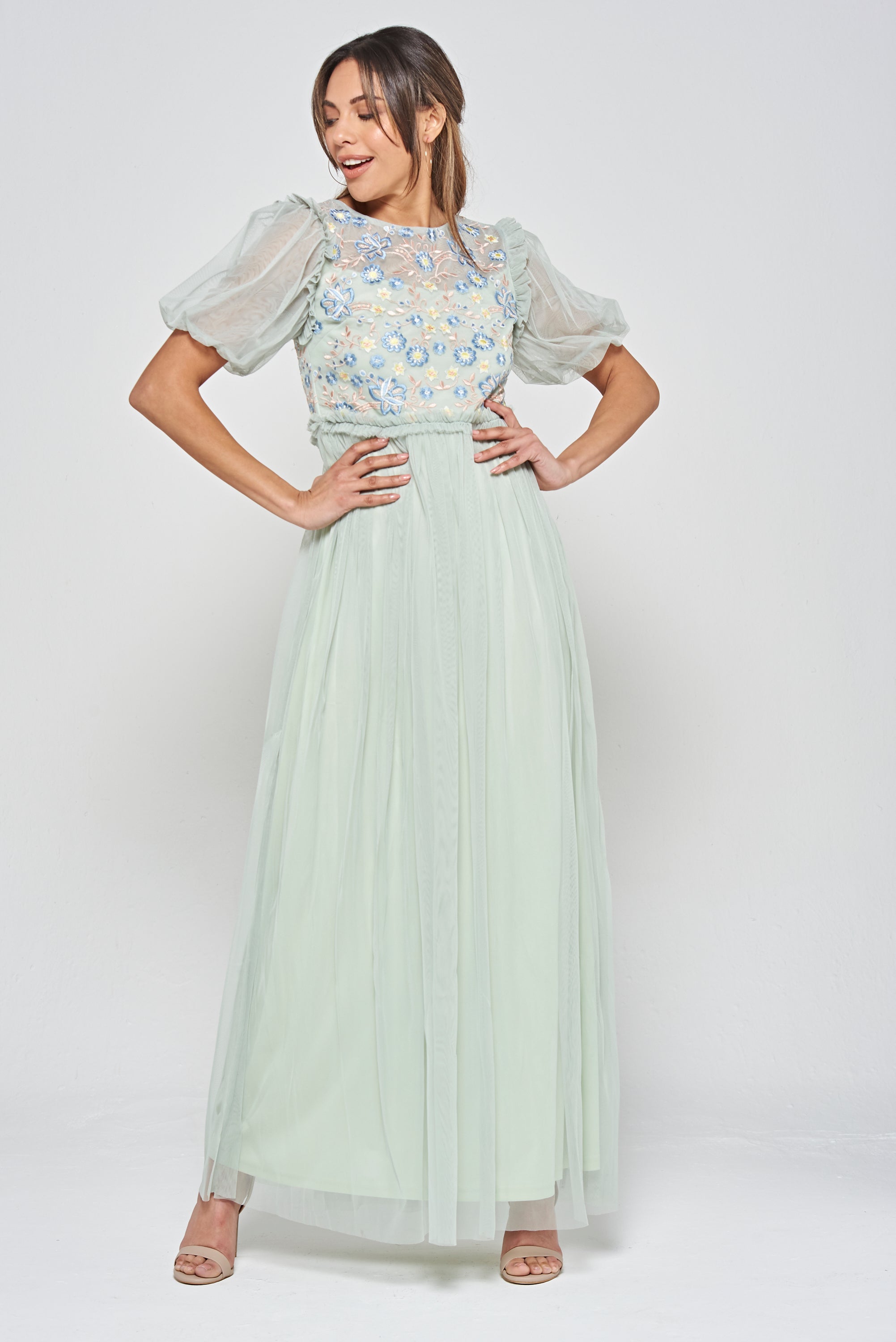 Laraline Green Floral Maxi Dress