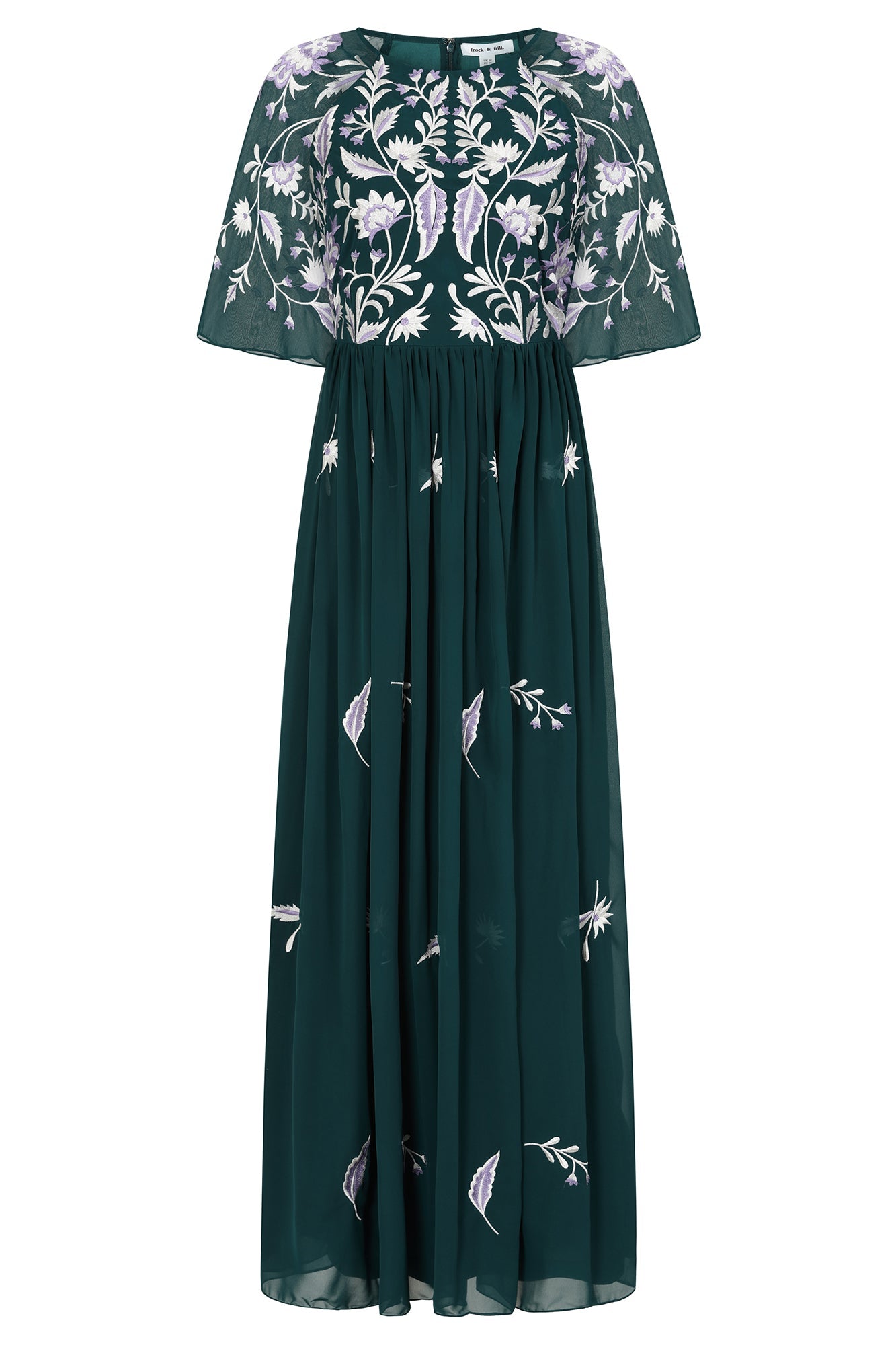 Laurel Teal Floral Embroidered Maxi Dress