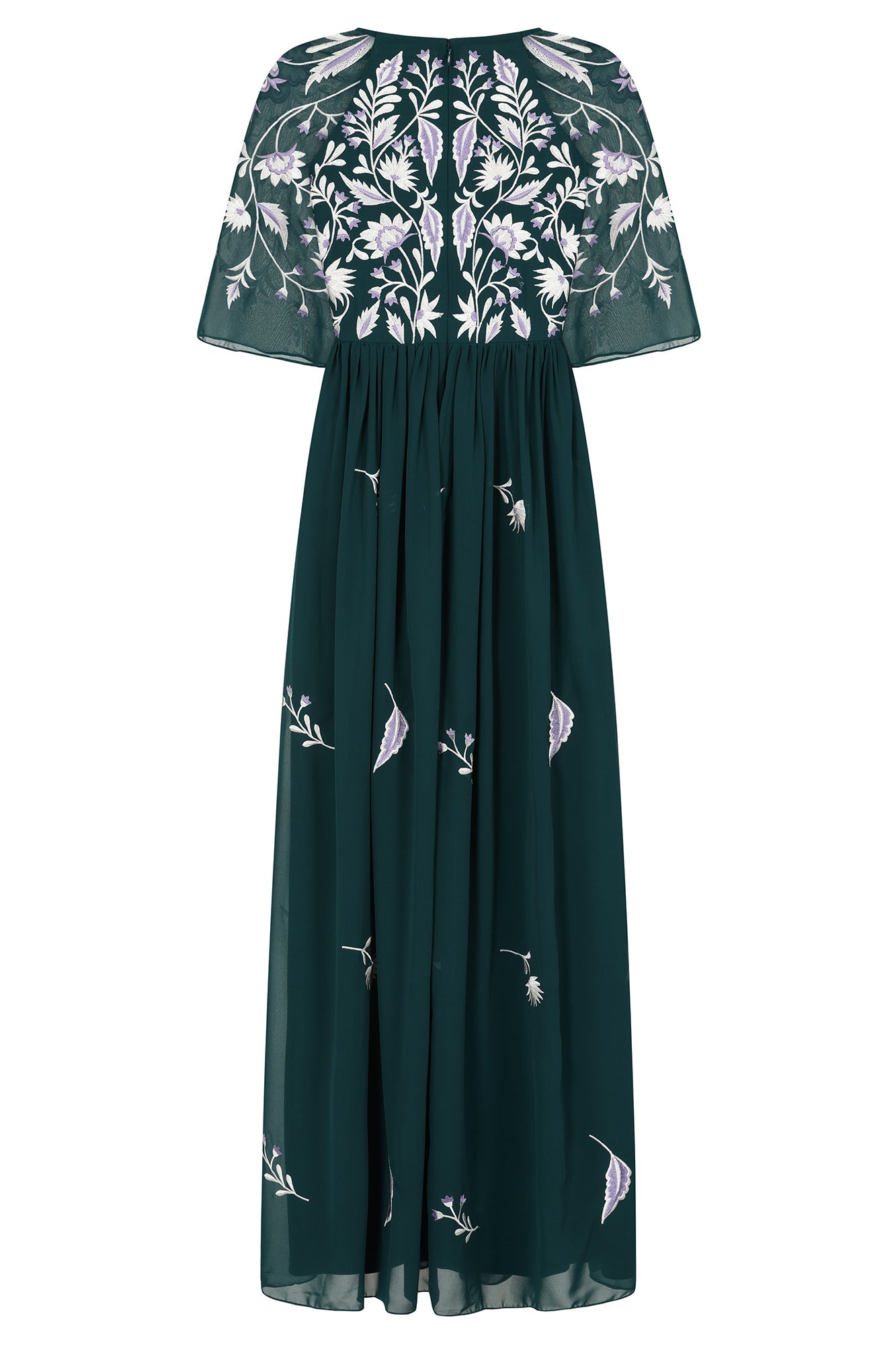 Laurel Teal Floral Embroidered Maxi Dress