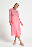 Lela Embellished Midi Dress - Strawberry Pink