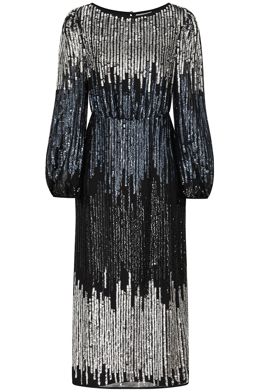 Lena Black Sequin Midi Dress