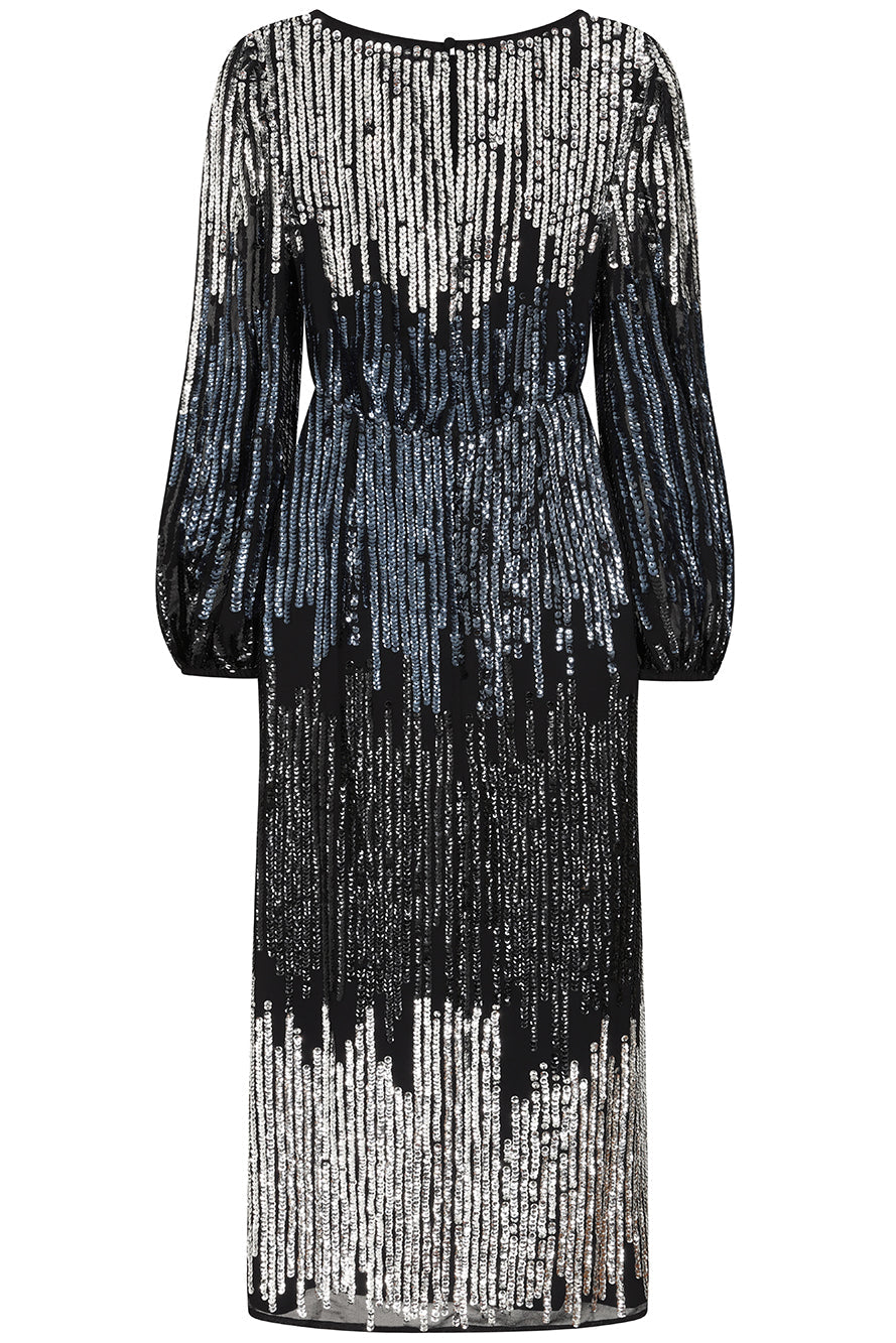 Lena Black Sequin Midi Dress