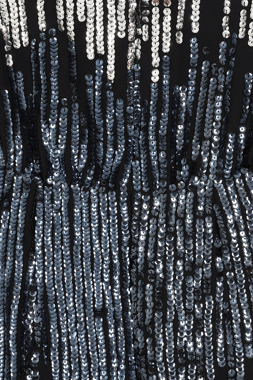 Lena Black Sequin Midi Dress