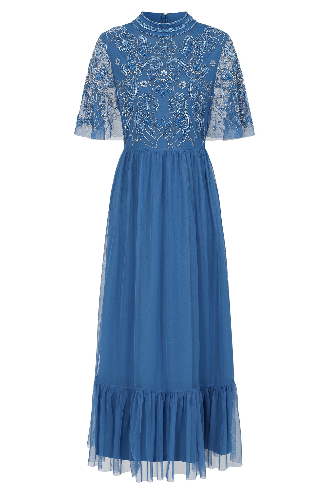 Lena Blue Embellished Midi Dress