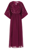Leya Wine Purple Embellished Maxi Dress