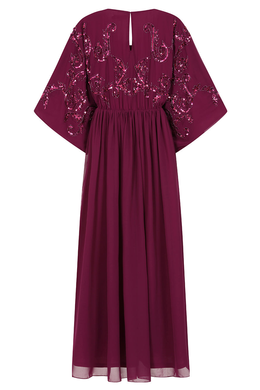 Leya Wine Purple Embellished Maxi Dress