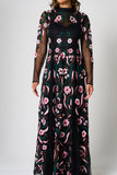 Liana Black Floral Embroidered Maxi Dress