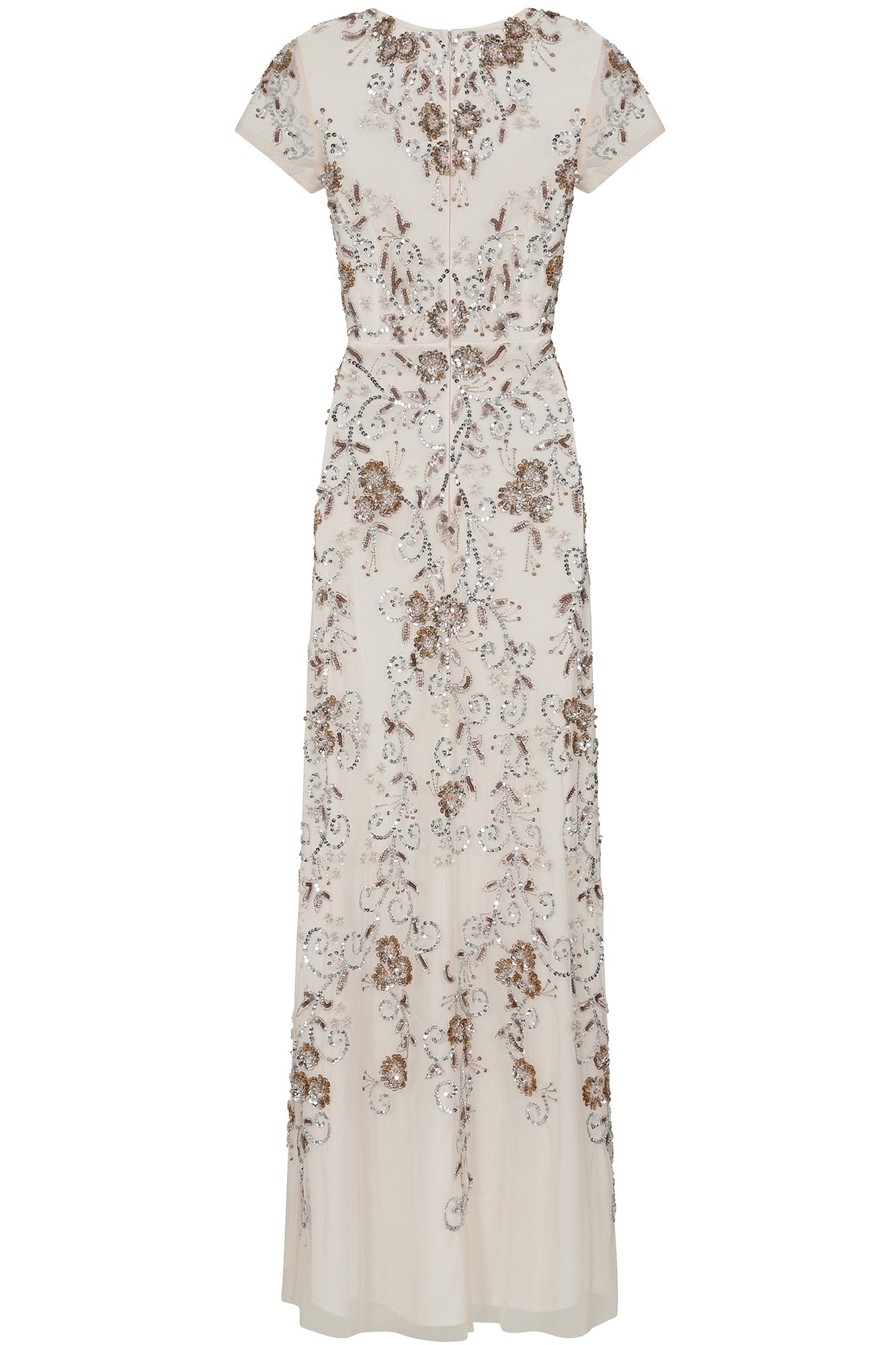 Liana Floral Embellished Maxi Dress - Cream Beige 