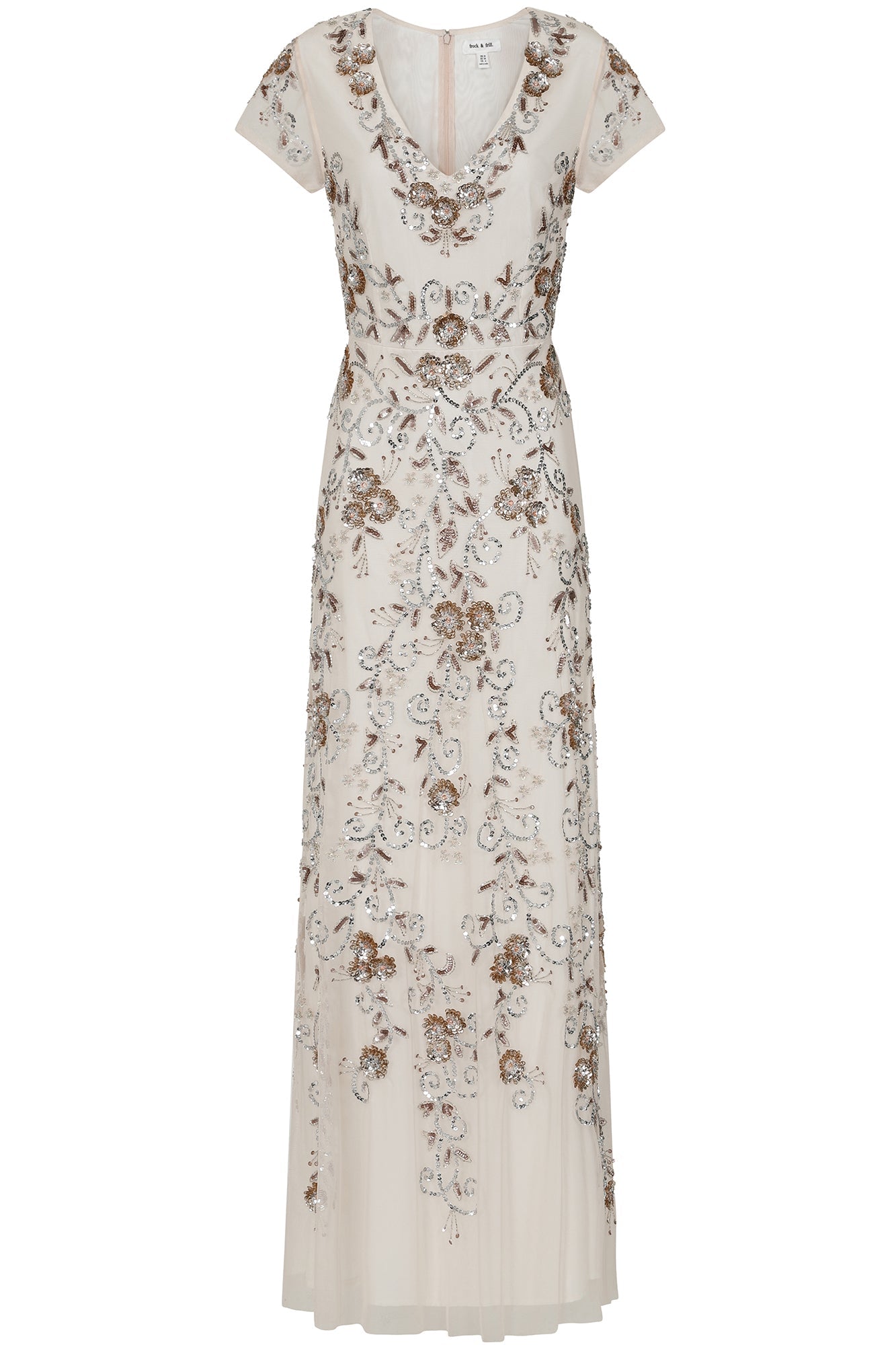 Liana Floral Embellished Maxi Dress - Cream Beige 