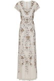 Liana Floral Embellished Maxi Dress - Cream Beige 