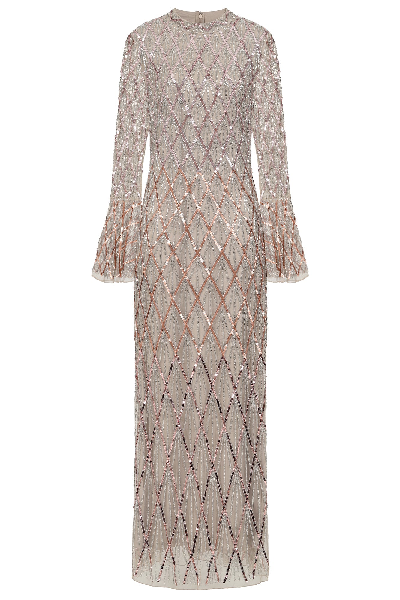 Lillian Ombre Embellished Maxi Dress - Nude