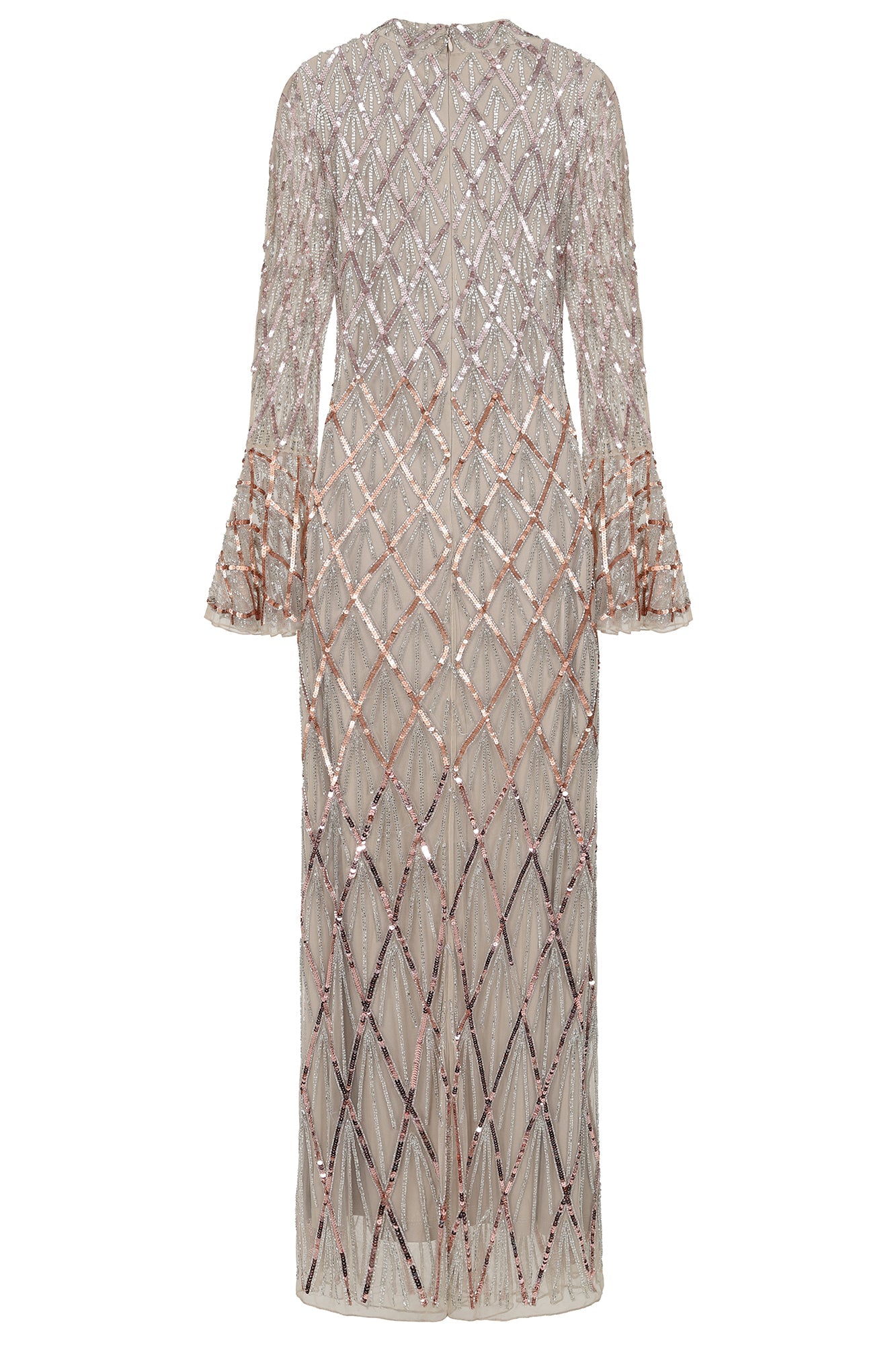 Lillian Ombre Embellished Maxi Dress - Nude