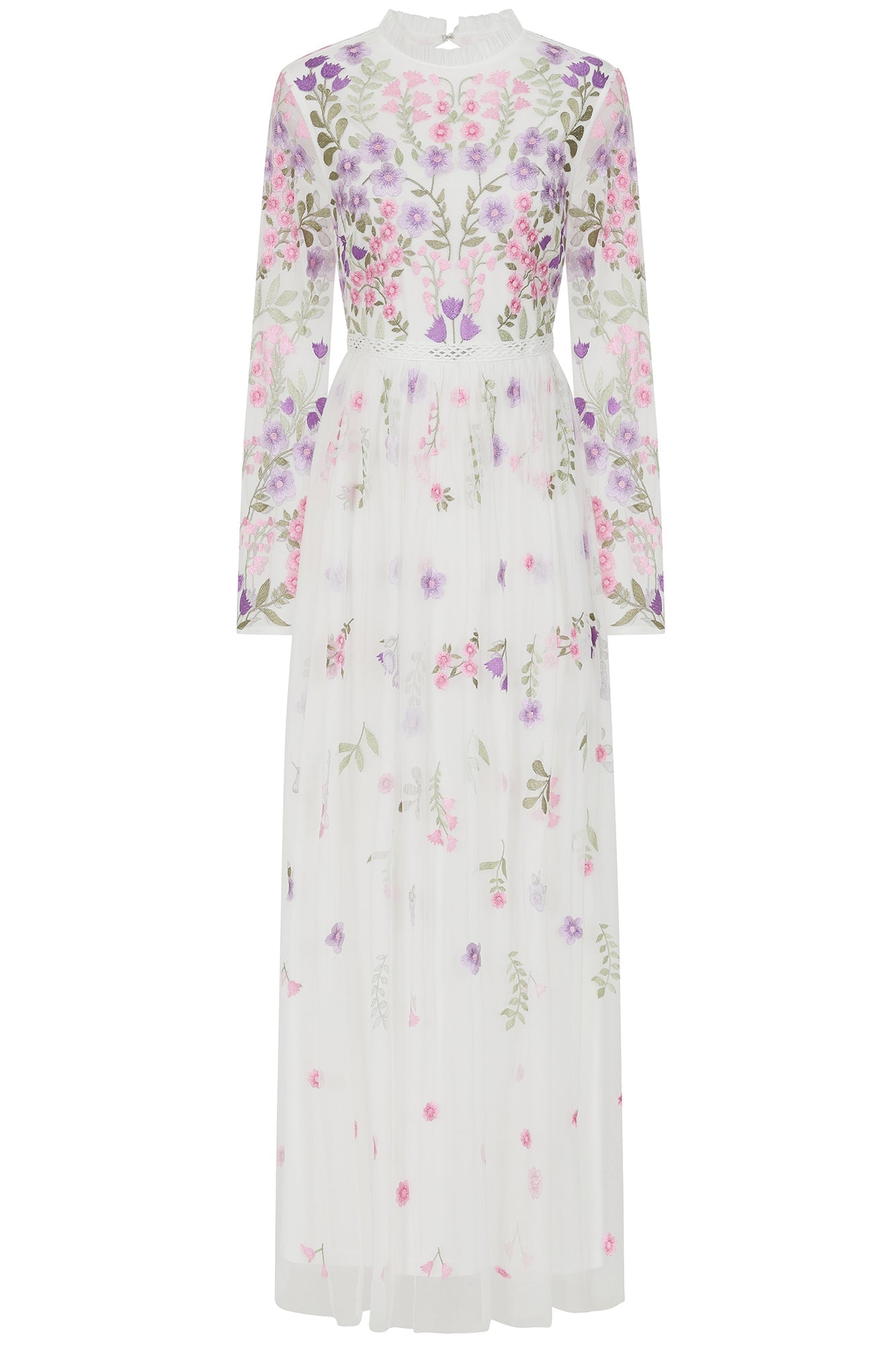 Lorea Floral Embroidered Maxi Dress - White