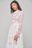 Lorea Floral Embroidered Maxi Dress - White