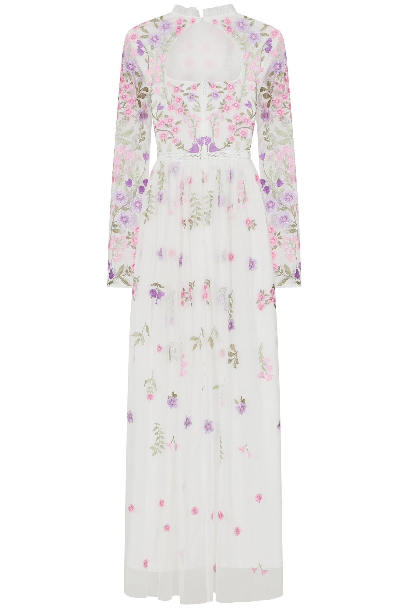 Lorea Floral Embroidered Maxi Dress - White