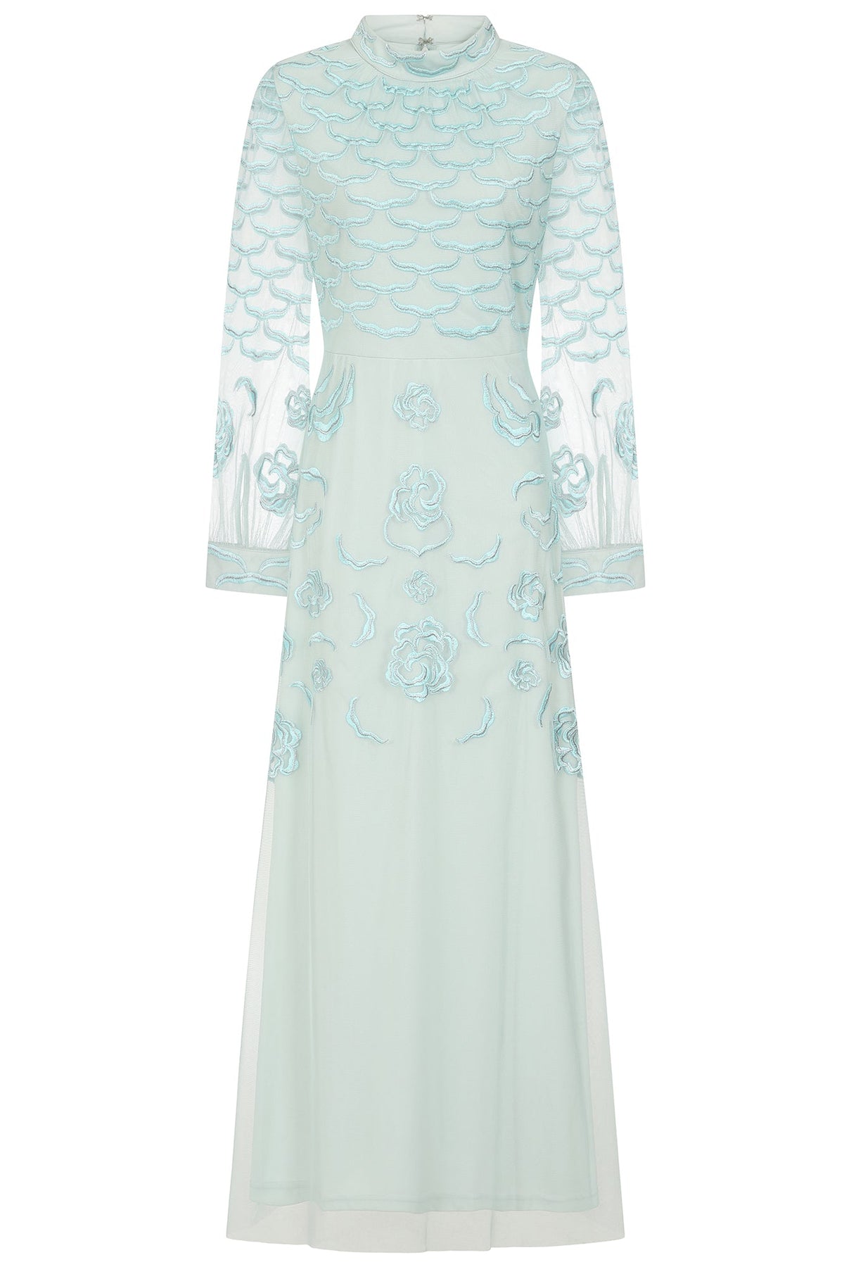 Loretta Embroidered Maxi Dress - Aqua