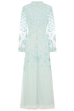 Loretta Embroidered Maxi Dress in Aqua