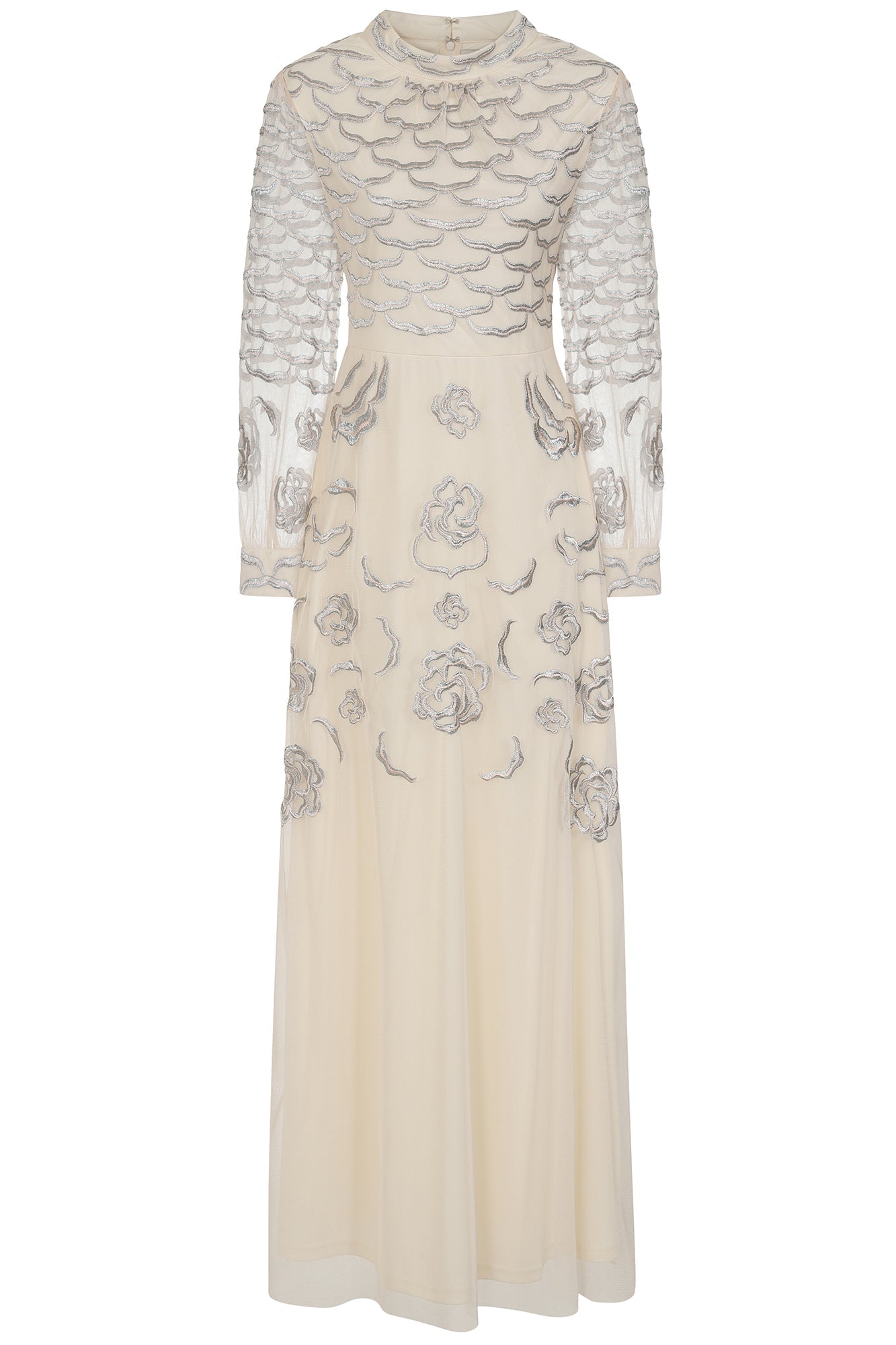 Loretta Embroidered Maxi Dress in Cream