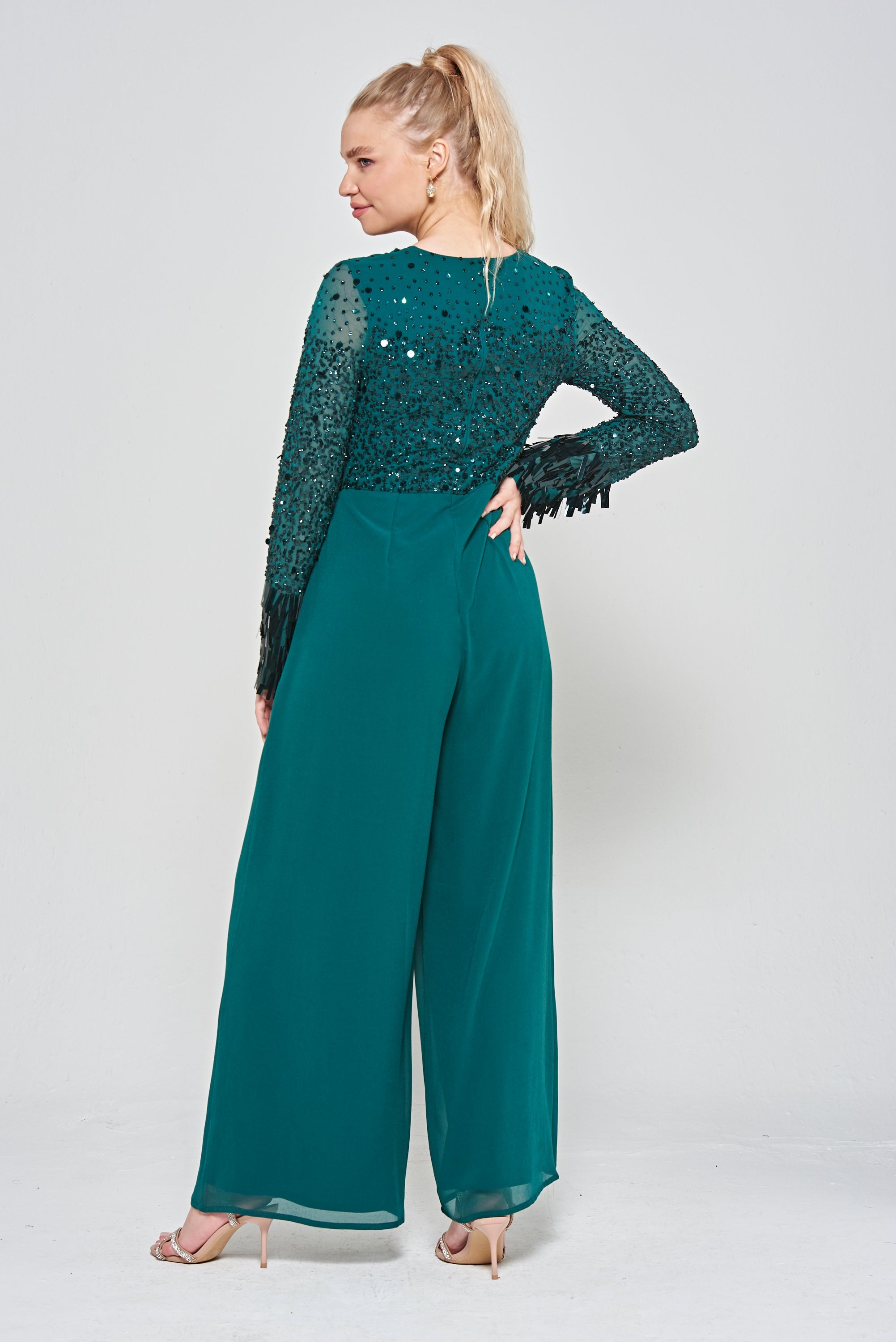 Lori Embellished Jumpsuit - Deep Teal