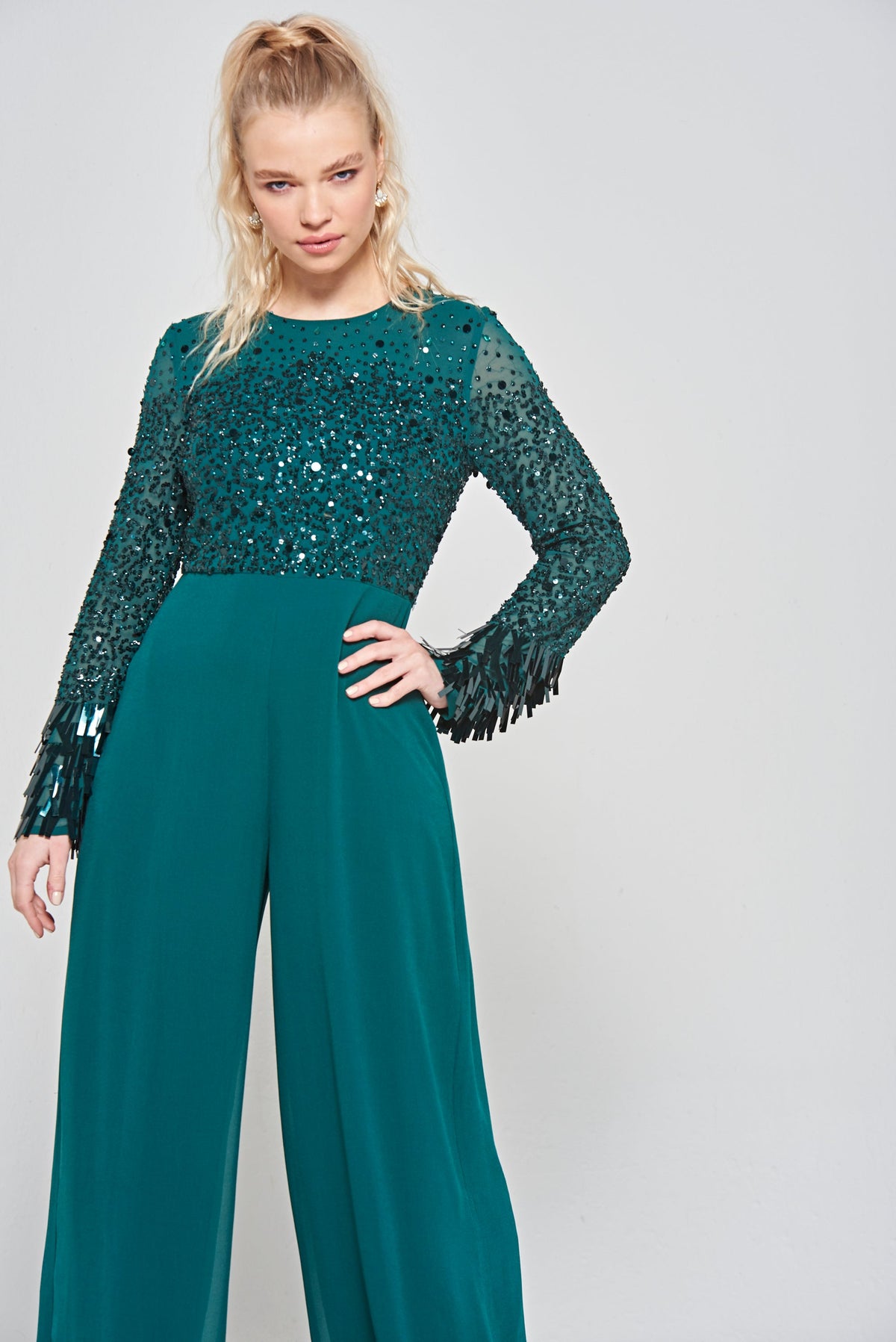 Lori Embellished Jumpsuit - Deep Teal