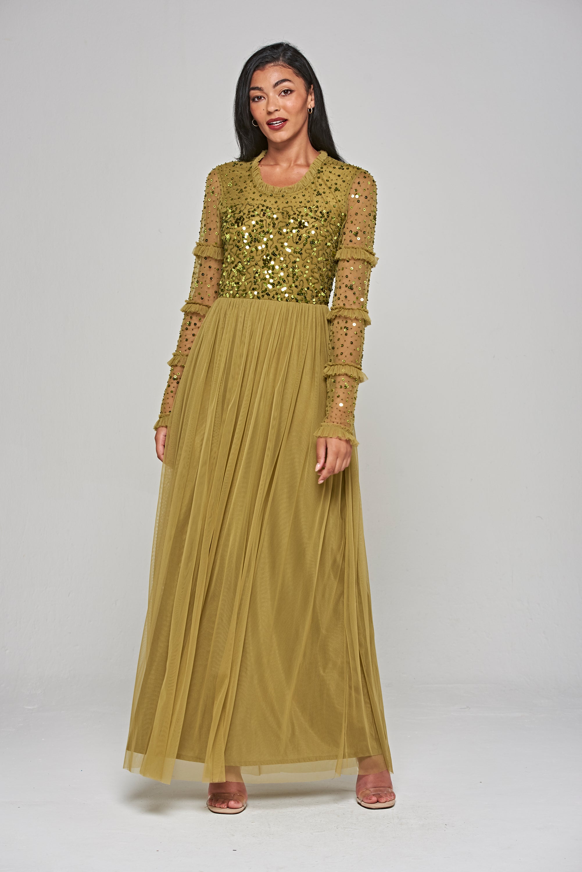 Lorna Sequin Maxi Dress - Willow Green