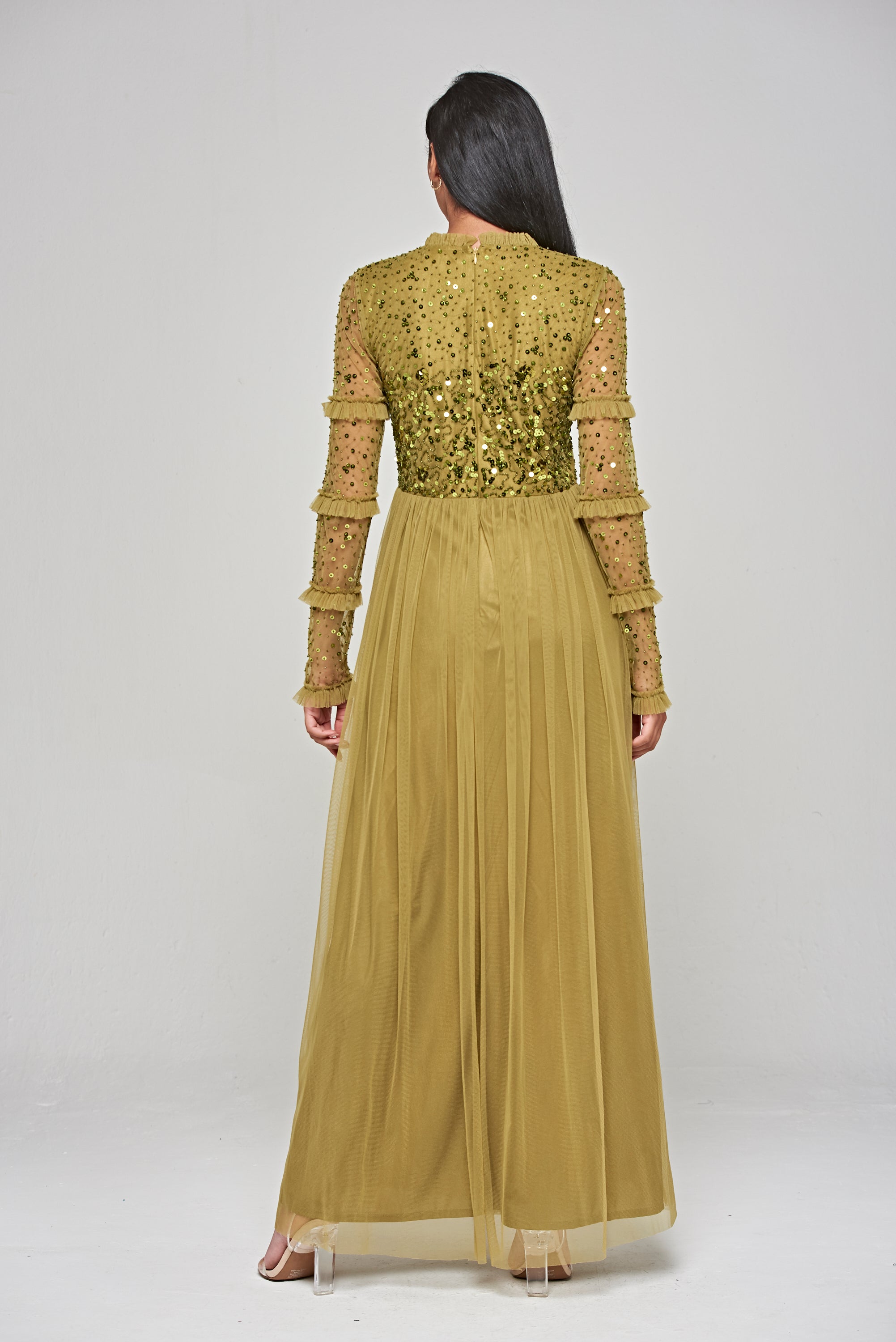 Lorna Sequin Maxi Dress - Willow Green