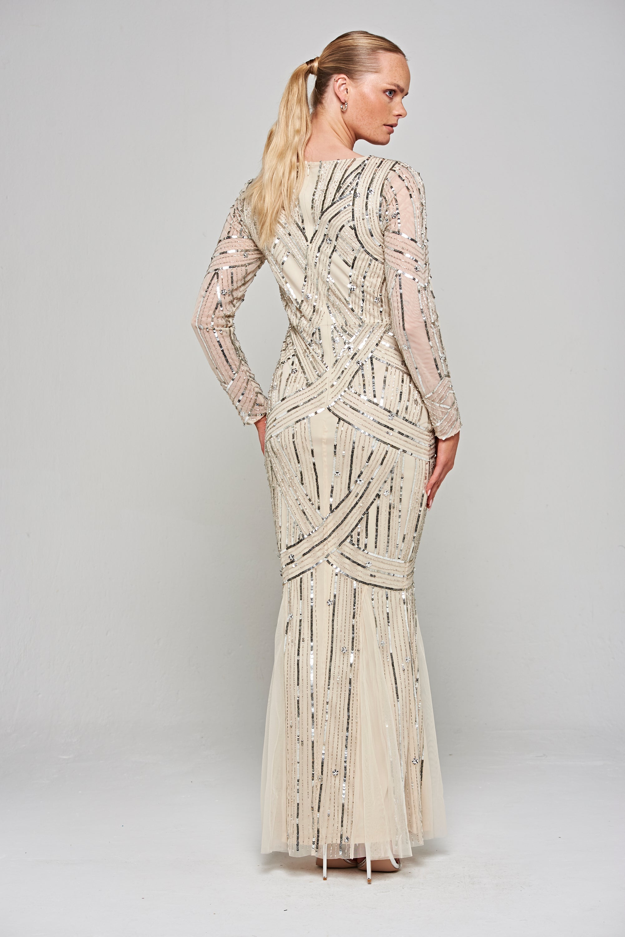 Lorraine Embellished Maxi Dress - Champagne