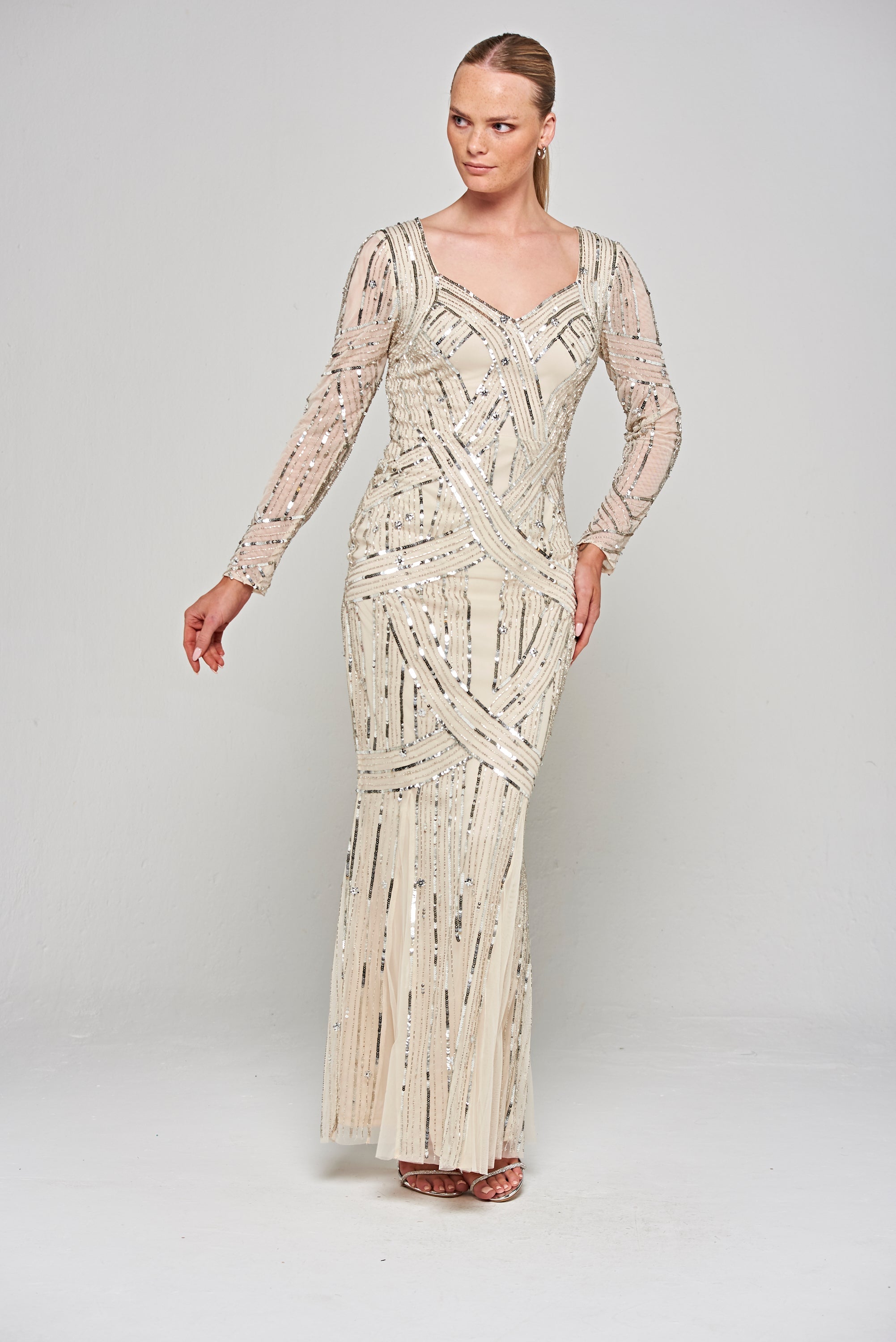 Lorraine Embellished Maxi Dress - Champagne