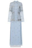 Lucile Ice Blue Embellished Maxi Dress 