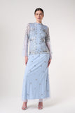 Lucile Ice Blue Embellished Maxi Dress 