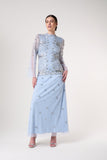 Lucile Ice Blue Embellished Maxi Dress 