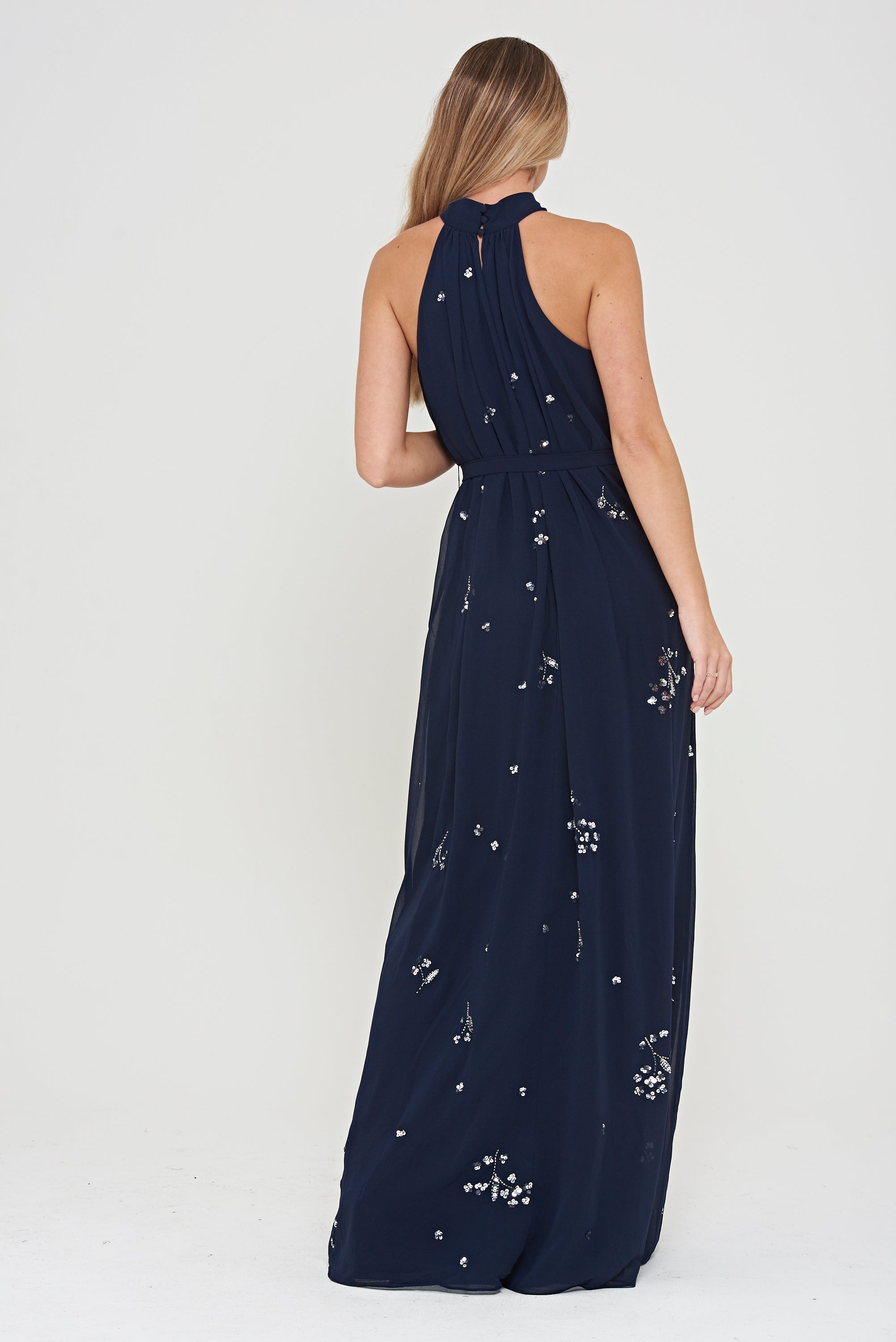 Lucille Navy Embellished Maxi Dress