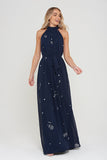 Lucille Navy Embellished Maxi Dress