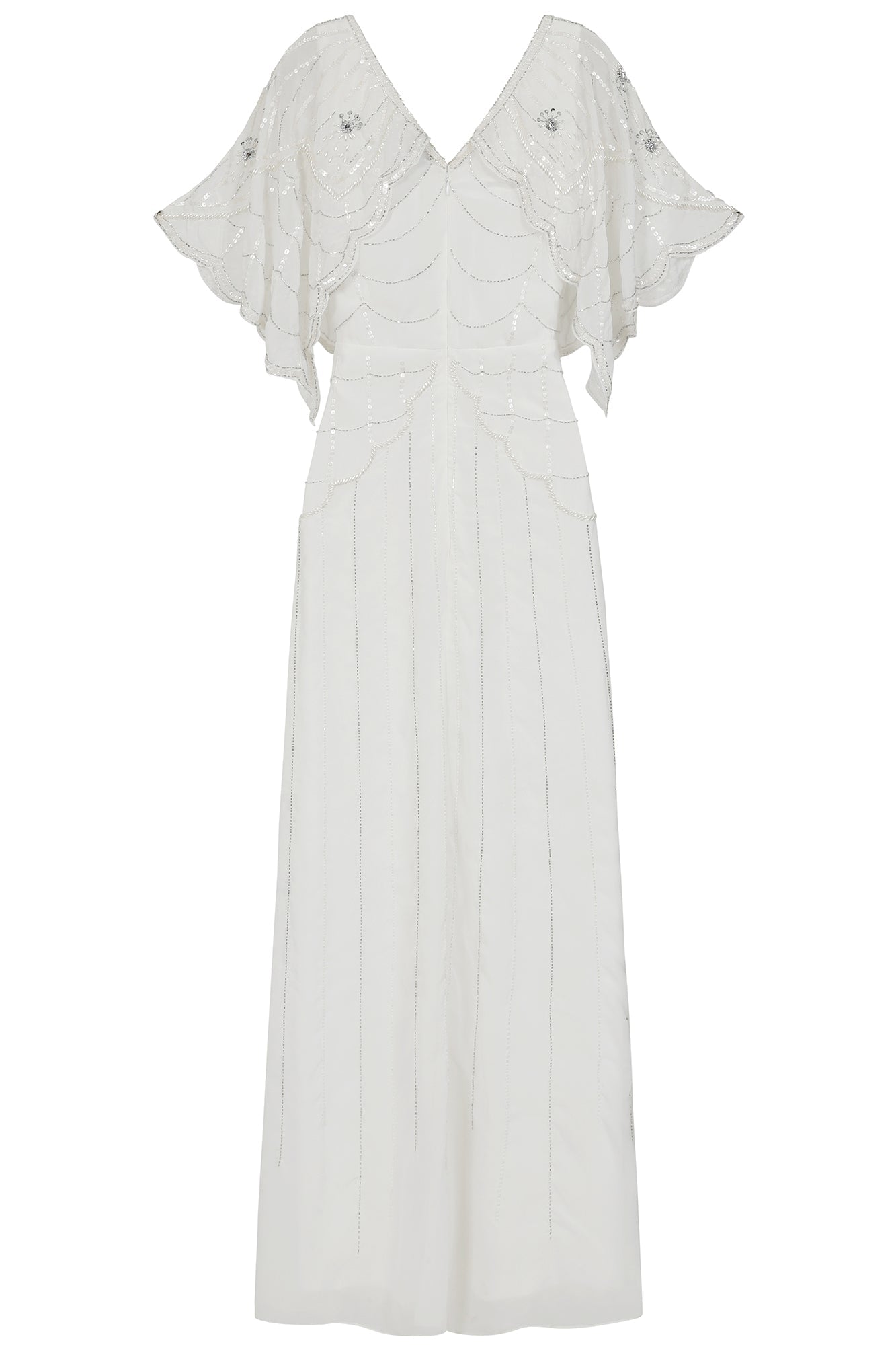 Luella White Embellished Cape Sleeve Maxi Dress