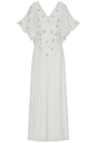 Luella White Embellished Cape Sleeve Maxi Dress